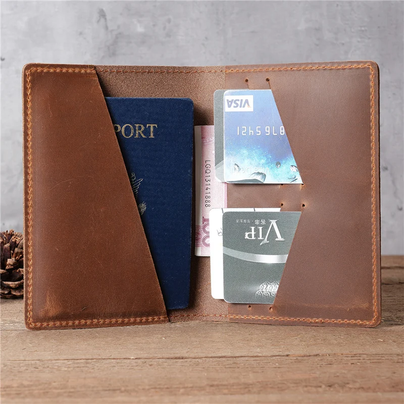 

Genuine Leather Passport Cover Case - Travel Wallet & Document Holder with Card Slots & Ticket Organizer