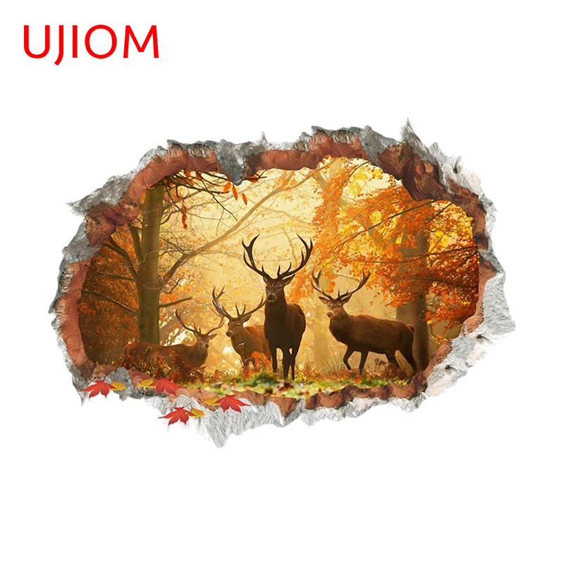 UJIOM 13cm X 9.2cm Simple Tear Painting Decal Waterproof Vinyl Wall Stickers Bedroom Living Room Wallpapers Balcony Window Decor