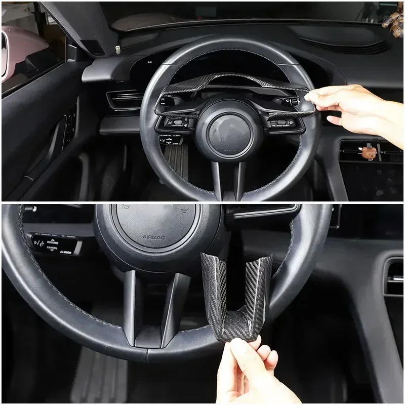 

Для Porsche 911 2019 2020 2021 2022 2023 из настоящего углеродного волокна, рамка рулевого колеса автомобиля, отделка салона, автомобильные аксессуары