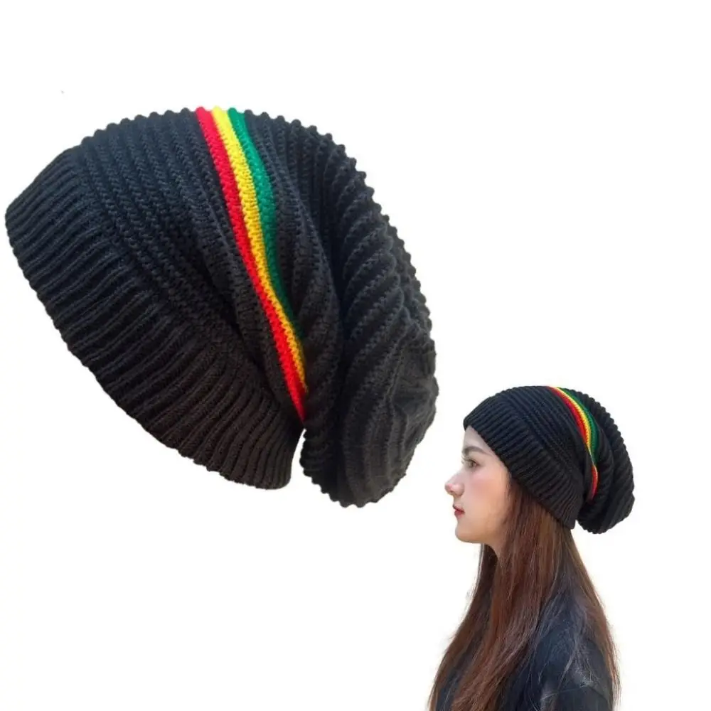 

Beanies Pullover Weaving Reggae Hat Striped Color Casual Wear Jamaica Knitted Hat Hip Hop Hat Warm Skull Caps Men Women