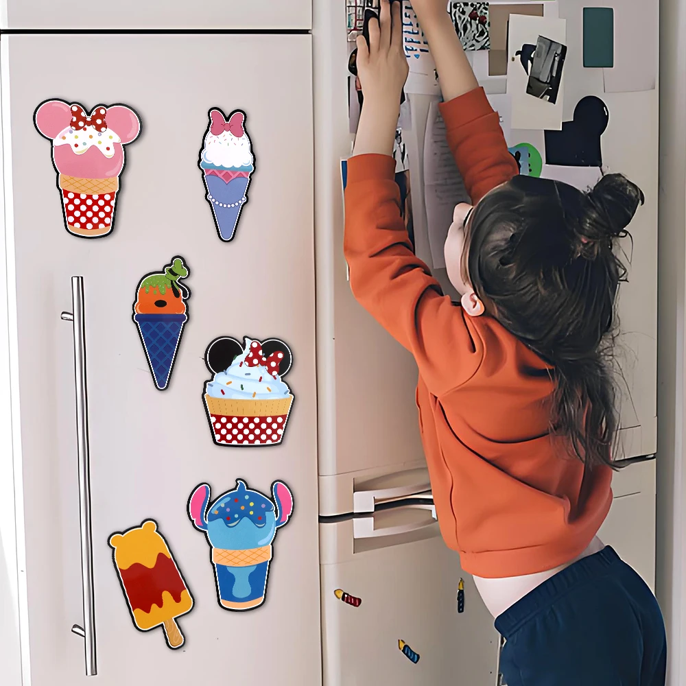 12 قطعة ديزني ميكي ماوس كوب كعكة شكل مغناطيس الباب غرزة الثلاجة الغريبة الآيس كريم ملصقات المغناطيسي للديكور المنزل