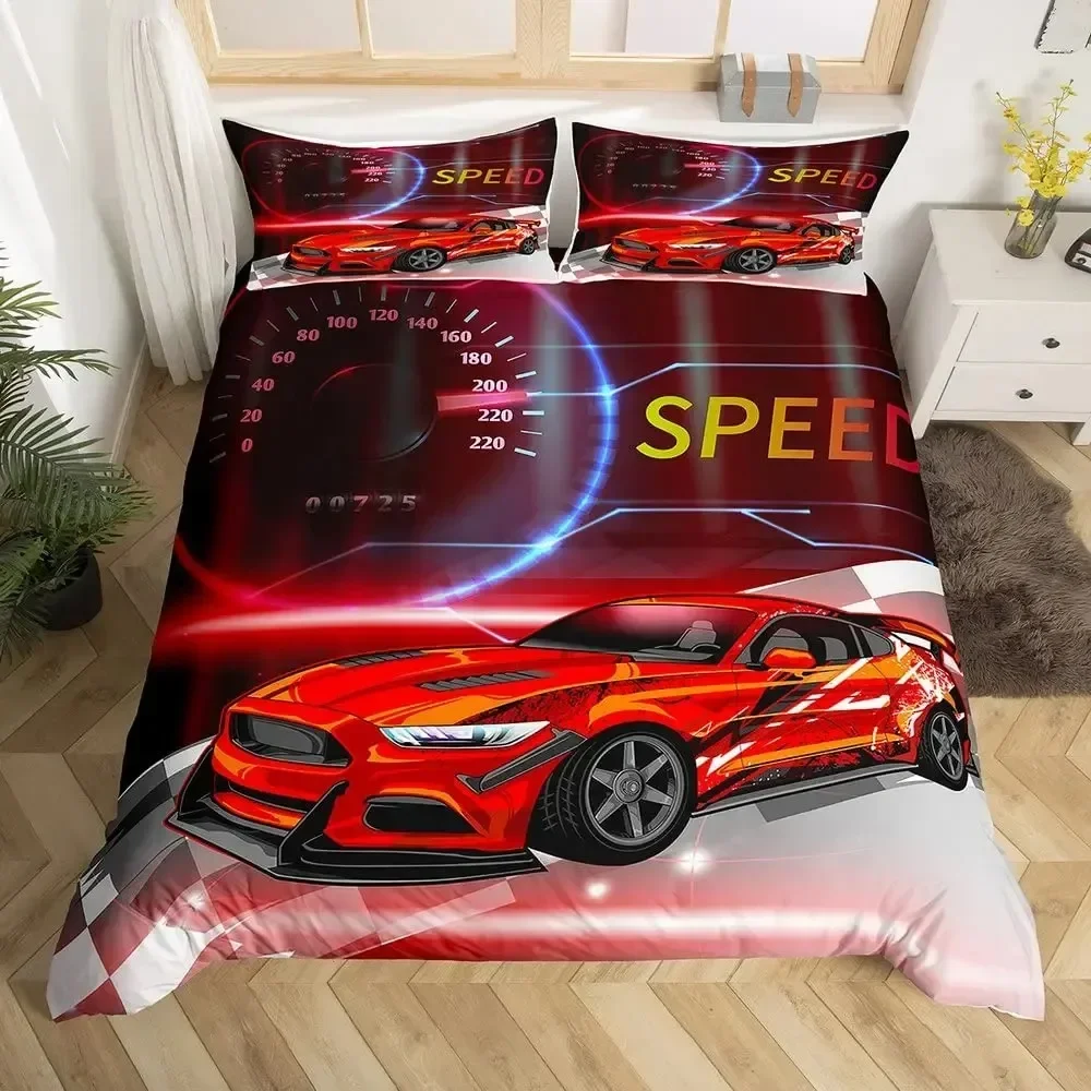 

Race Car Boys Sports Car Comfortable Duvet Quilt Cover Pillowcase Bedding Set Children Bedroom Decoration Home Textile