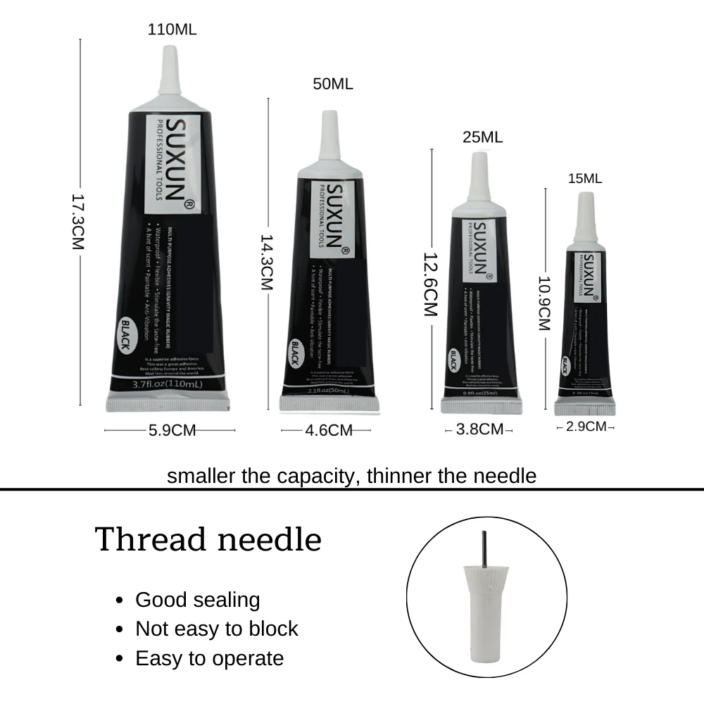 15ML 25ML 50ML 110ML SUXUN klej czarny kontakt naprawa telefonu samoprzylepne kryształki plastik uniwersalny DIY klej