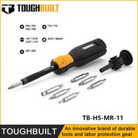TOUGHBUILT TB-H5-MR-11 9-Piece Dual Material Handle Ratchet Multi-Bit Screwdriver Set Hand Tools