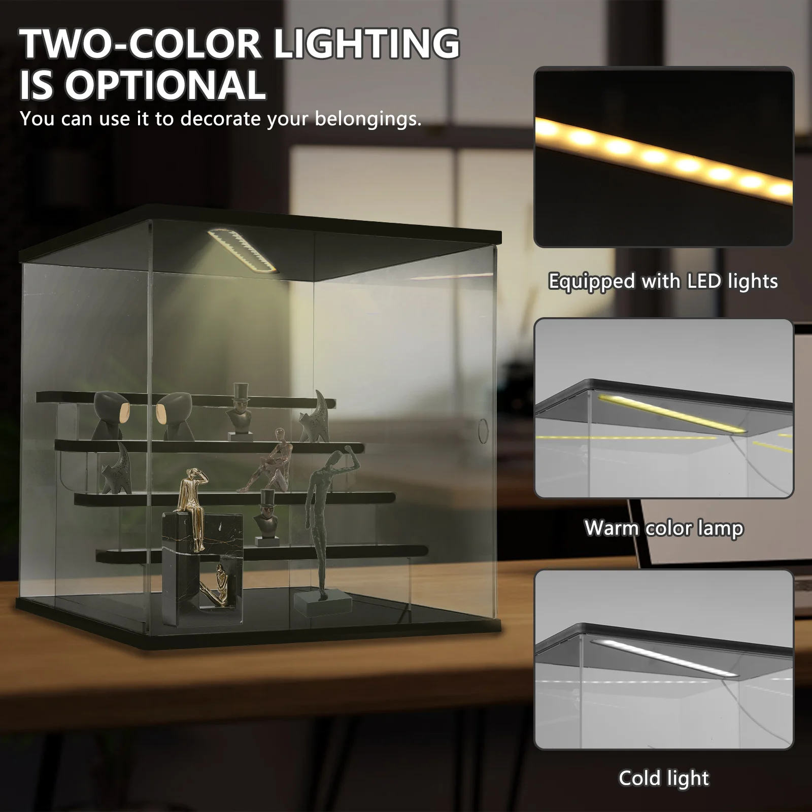 3/5-Layers Acrylic Display Box With LED Light Anime Model Clear Display Rack Storage Box Jewelry Dolls Action Figure Organizer