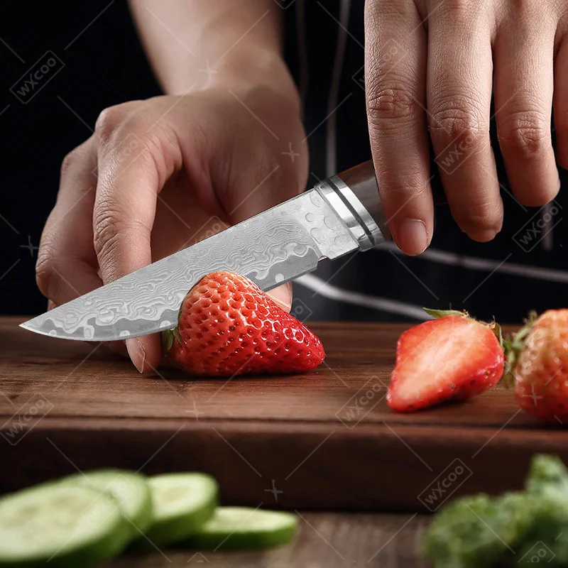 WXCOO Damascus Stainless Steel Kitchen Knife Butcher Knife Meat Cleaver Meat Cutting Boning Knife Multifunctional Sheath BBQ