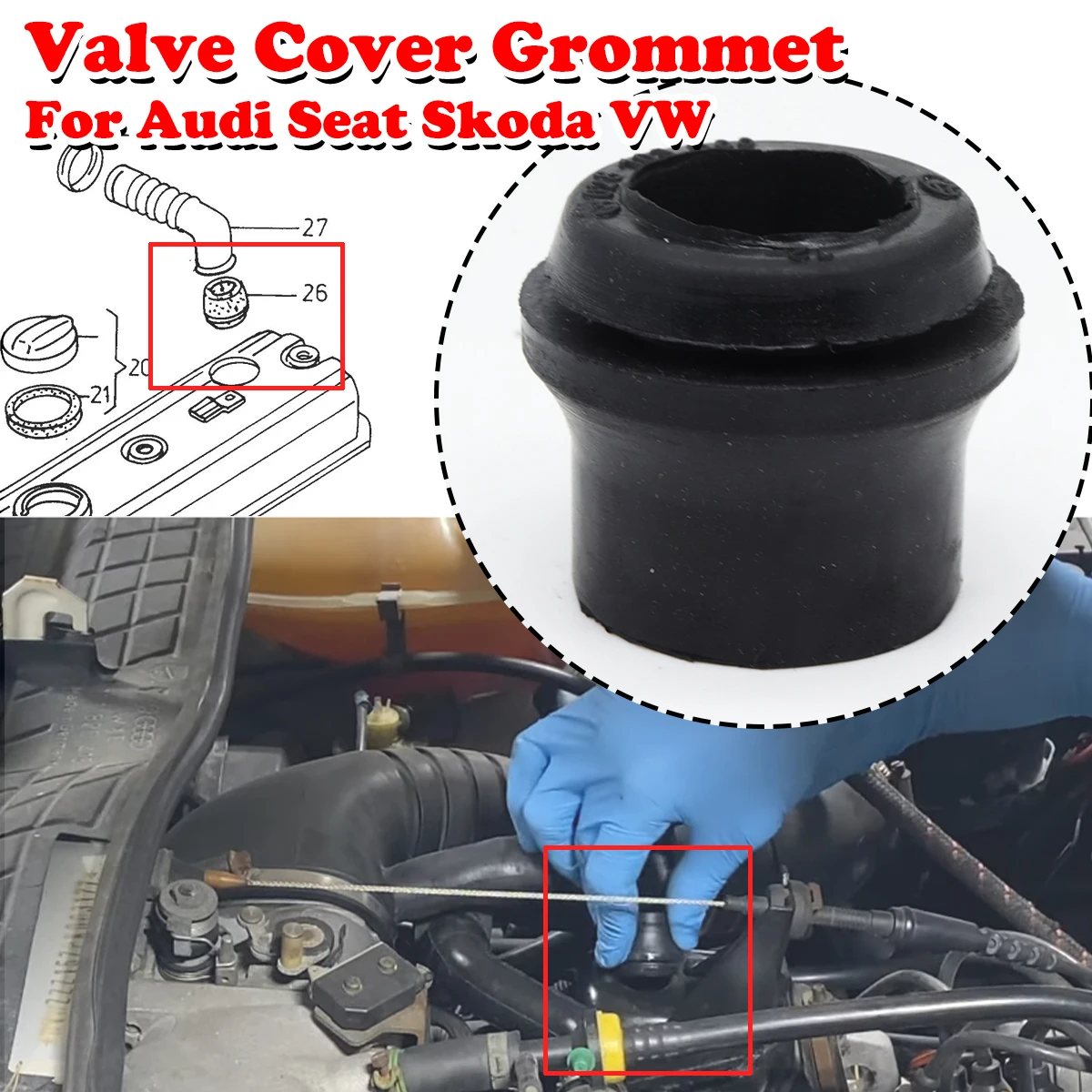 Valve Cover Grommet 028103500 For Audi Seat Skoda VW Cylinder Head Crankcase Breather PCV Valve Cover Grommet Rubber Seal Gasket