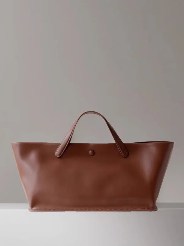 2025 New Leather Large Capaci Casual Commuter Tote Bag Crossbody Handbag Soft Cowhide Leather Wing ape Ladies Bag