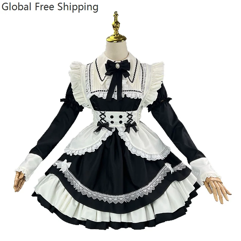 

S-5xl Gothic Lolita Dress Cat Girl Coffee Waitress Cosplay Costume Women Plus Size Long Sleeve Sweet Uniform Maid Outfit 2025