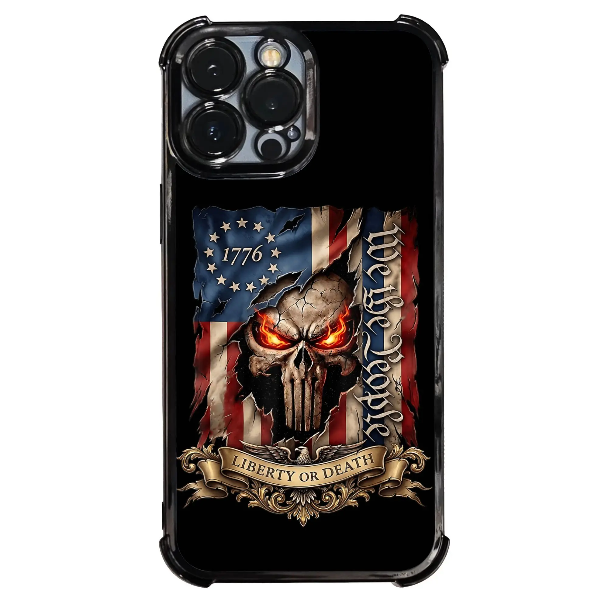 1776 Liberty Or Death Patriotic Skull July 4th Bumper Phone Case  Electroplating Process phone case for iPhone Various Models view 2