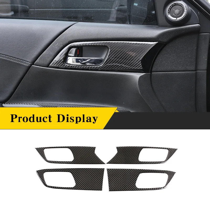 

For Honda Accord 9th 2013-2016 Real Soft Carbon Fiber Car Inner Door Handle Panel Sticker Cover ​Trim Auto Interior Accessories