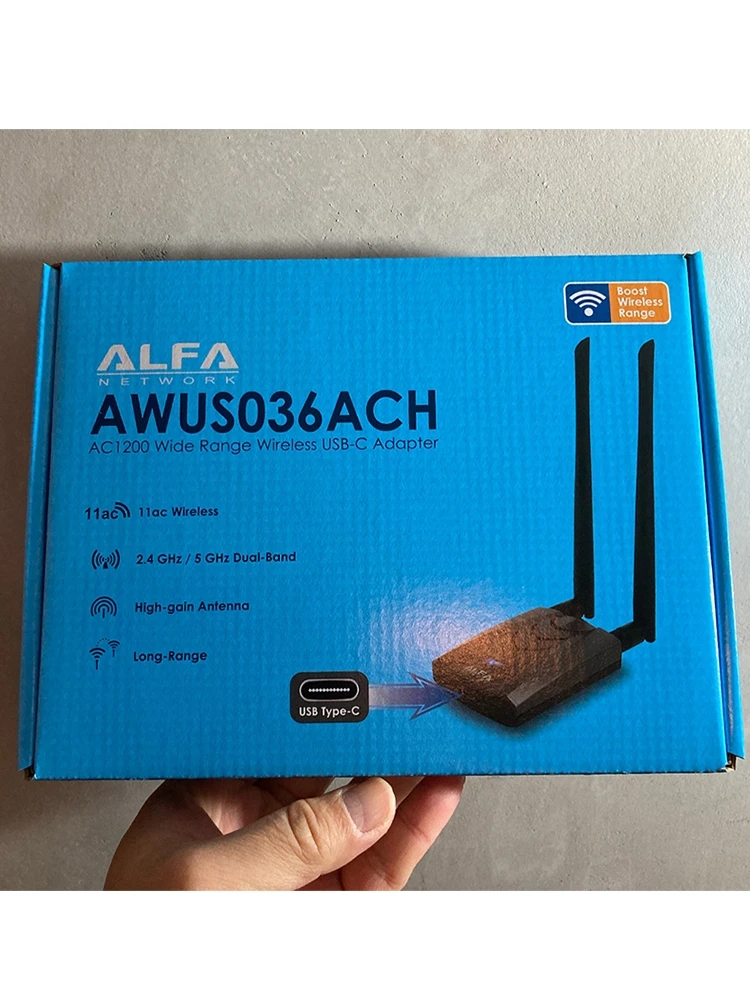 New original ALFA AWUS036ACH RTL8812AU network card BT5 Kali Linux MAC