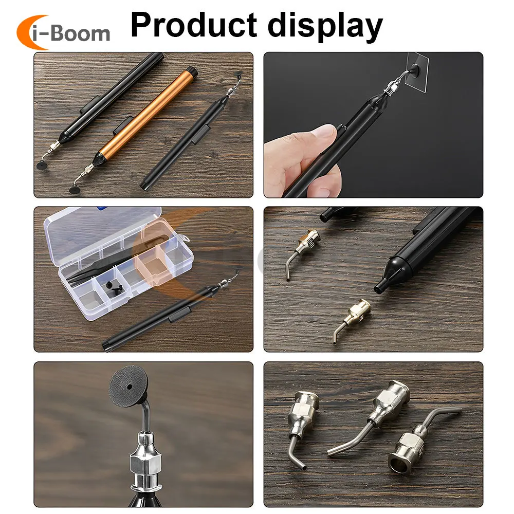 Vacuum Sucking Suction Pen IC SMD Tweezers Pick Up Tool Kit Remover Sucker Pump Solder Desoldering Pickup Tools with 3 Sucker