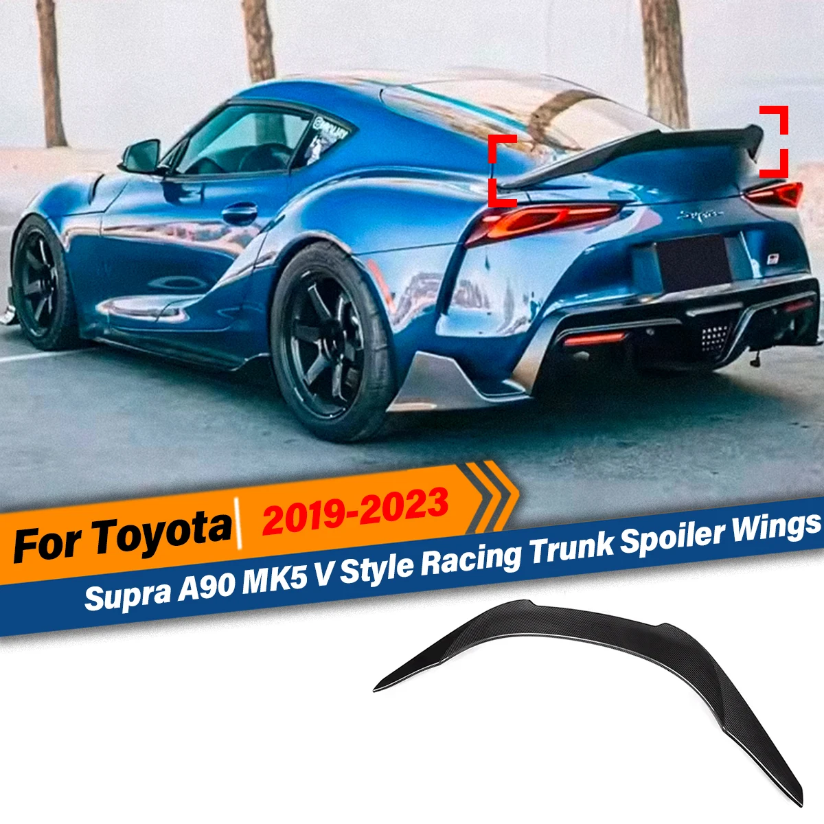 

For Toyota Supra A90 MK5 2019 2020 2021 2022 2023 V Style Rear Roof Racing Trunk Top Spoiler Lip Wing Car Accessories BodyKits