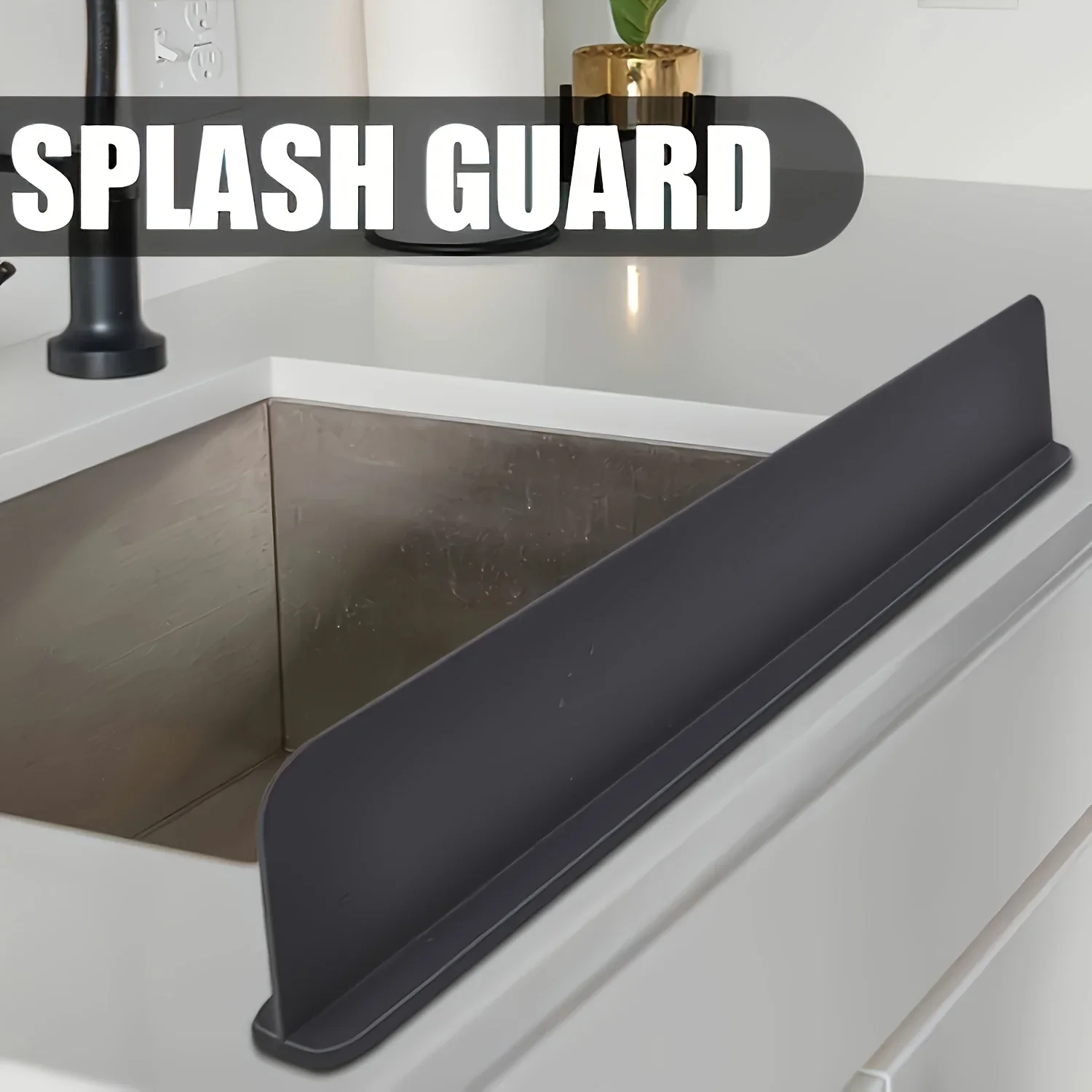 

Kitchen Sink Water Barrier Silicone Splash Guard with Suction Cups for Dishwashing & Lab Sinks