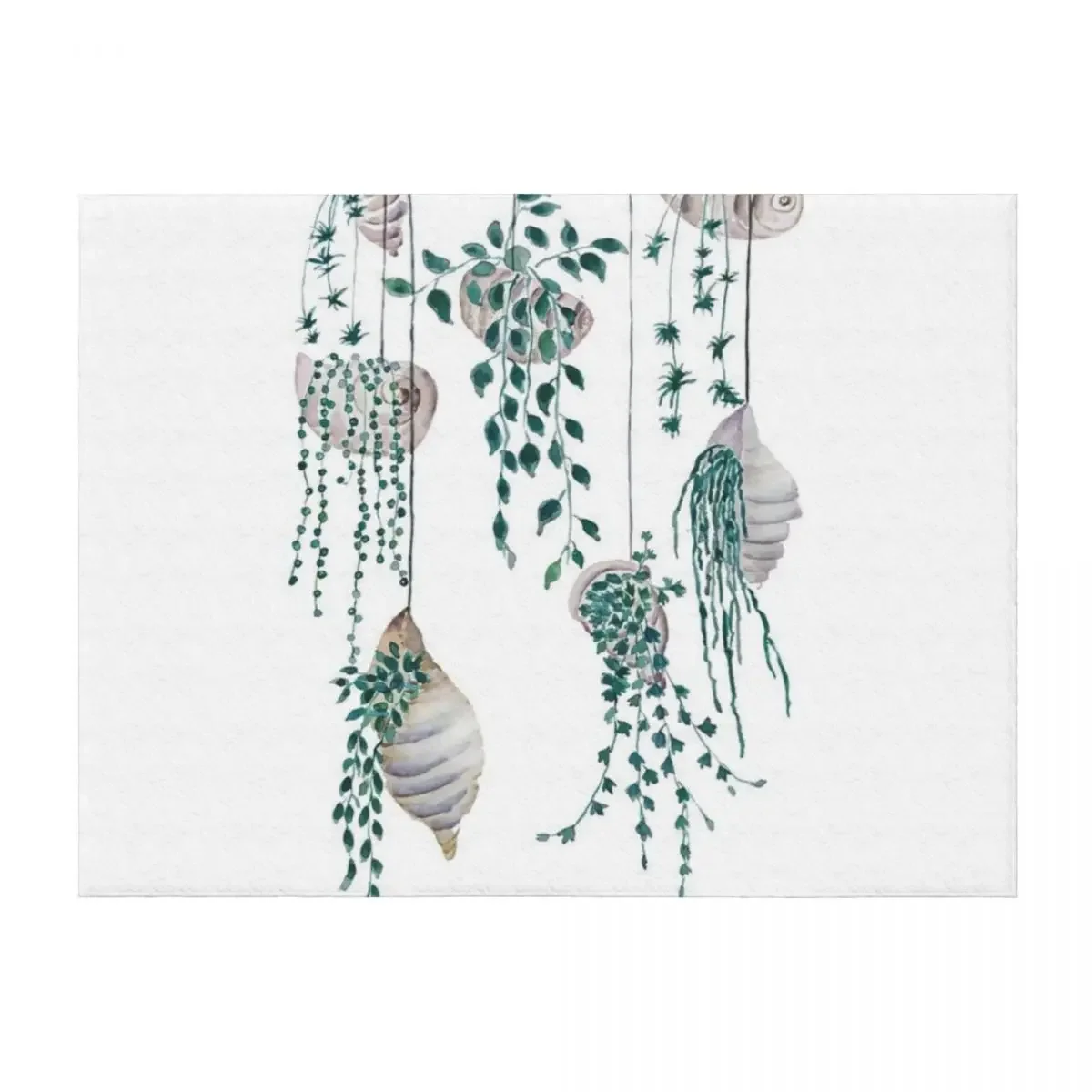 

Hanging plants in seashells watercolor Throw Blanket Soft Plush Plaid christmas gifts Large Softest Blankets
