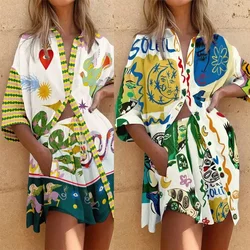 Women's S-XL Size European and American Spring Summer New Short sleeved Shirt Casual Set INS Loose Vacation Pocket Two piece Set