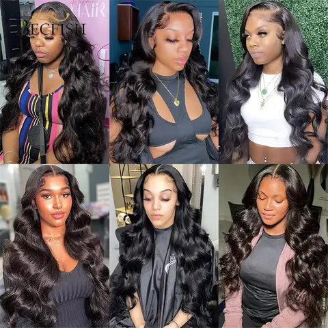 Body Wave 13x4 13x6 Lace Front Wig Human Hair Pre Plucked 200 Density with Baby Hair Natural Black 100% Human Hair Wig for Women