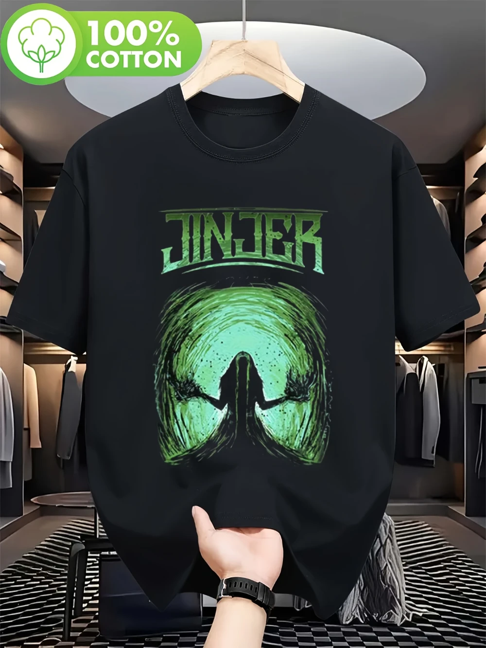 T-shirt noir décontracté du groupe ukrainien Jinjer « Abyss of Consciousness », adapté aux loisirs du week-end, au sport, au printemps, à l'été et à l'automne