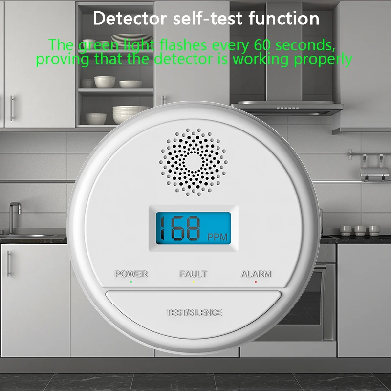 CO Sensor Wireless 433MHz LCD Work Alone Built In 85dB Siren Sound Independent Carbon Monoxide Poisoning Warning Alarm Detector