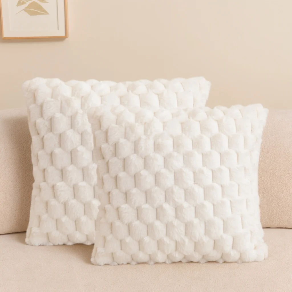 2er-Pack Künstliche Plüsch-Fellkissenbezüge, Luxuriöse Dekorative Kissenhüllen für Sofa, Wohnzimmer und Autoinnenraum (Ohne Kissenfüllung) – Detail 16