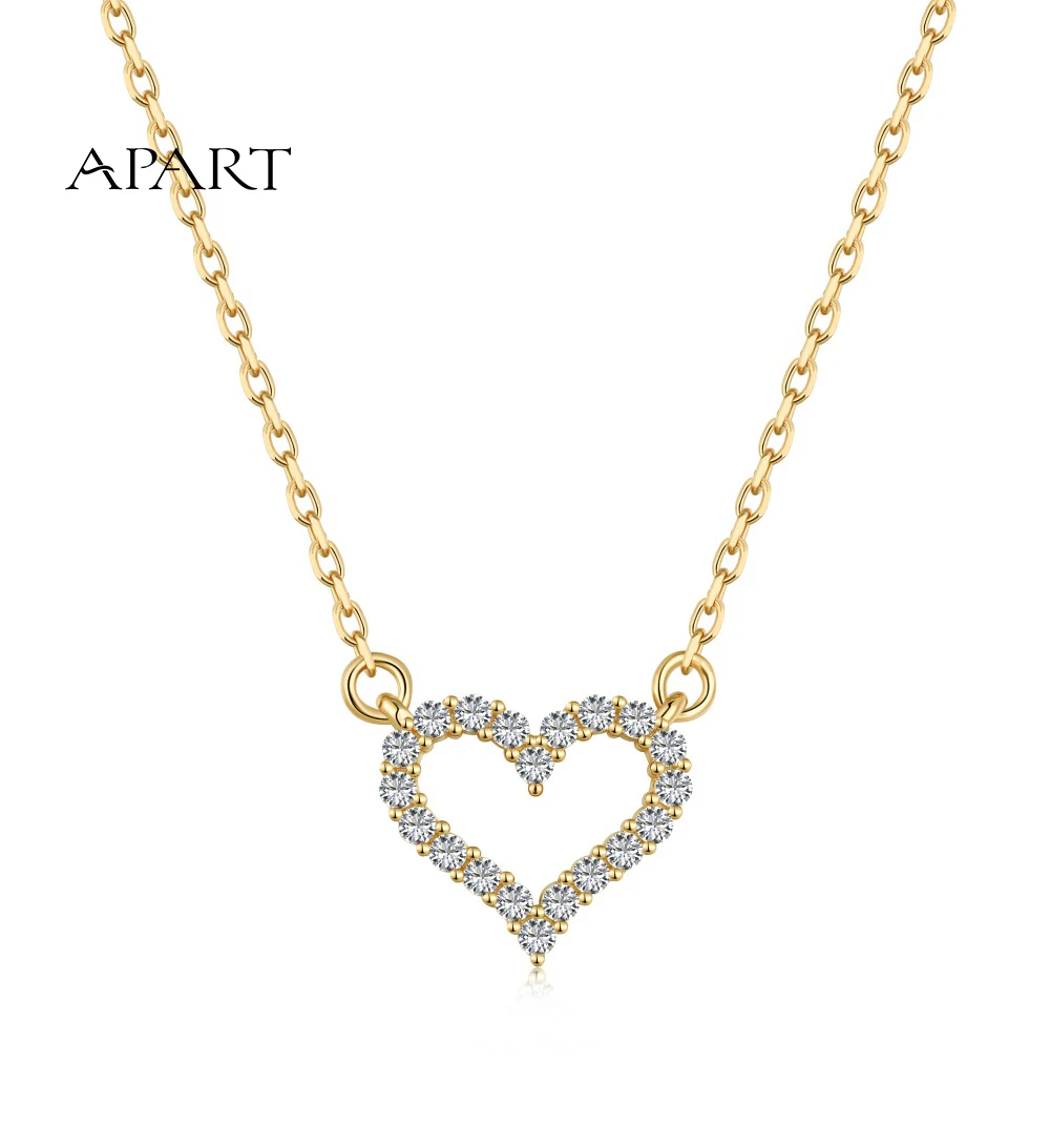 

APART Birthday Gift Valentine Day Gift Sweet LOVE 18k Gold S925 Silver Zirconia Heart Shape Pendant Necklace for Woman Lady