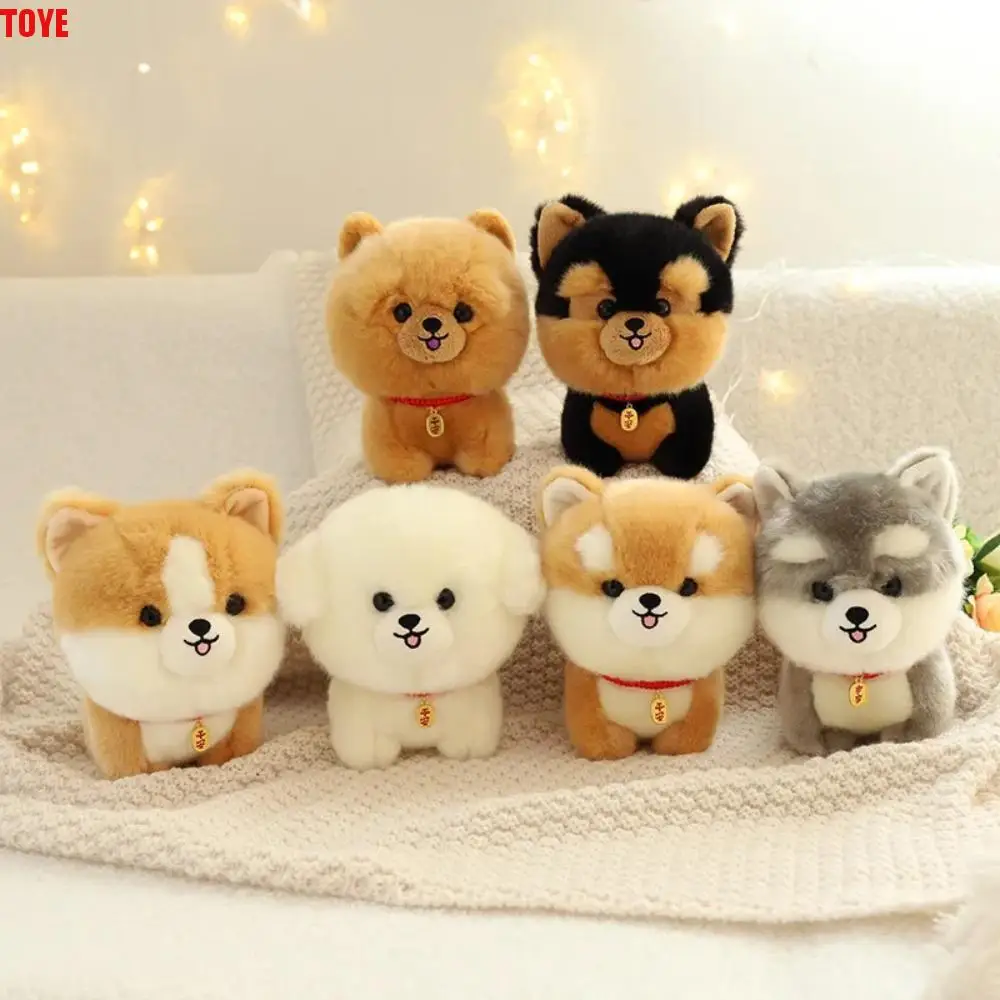 Boneka anjing Corgi berbulu mewah Adorbale mainan mewah anjing berbulu Shiba Inu hadiah anak anjing lembut hewan halus