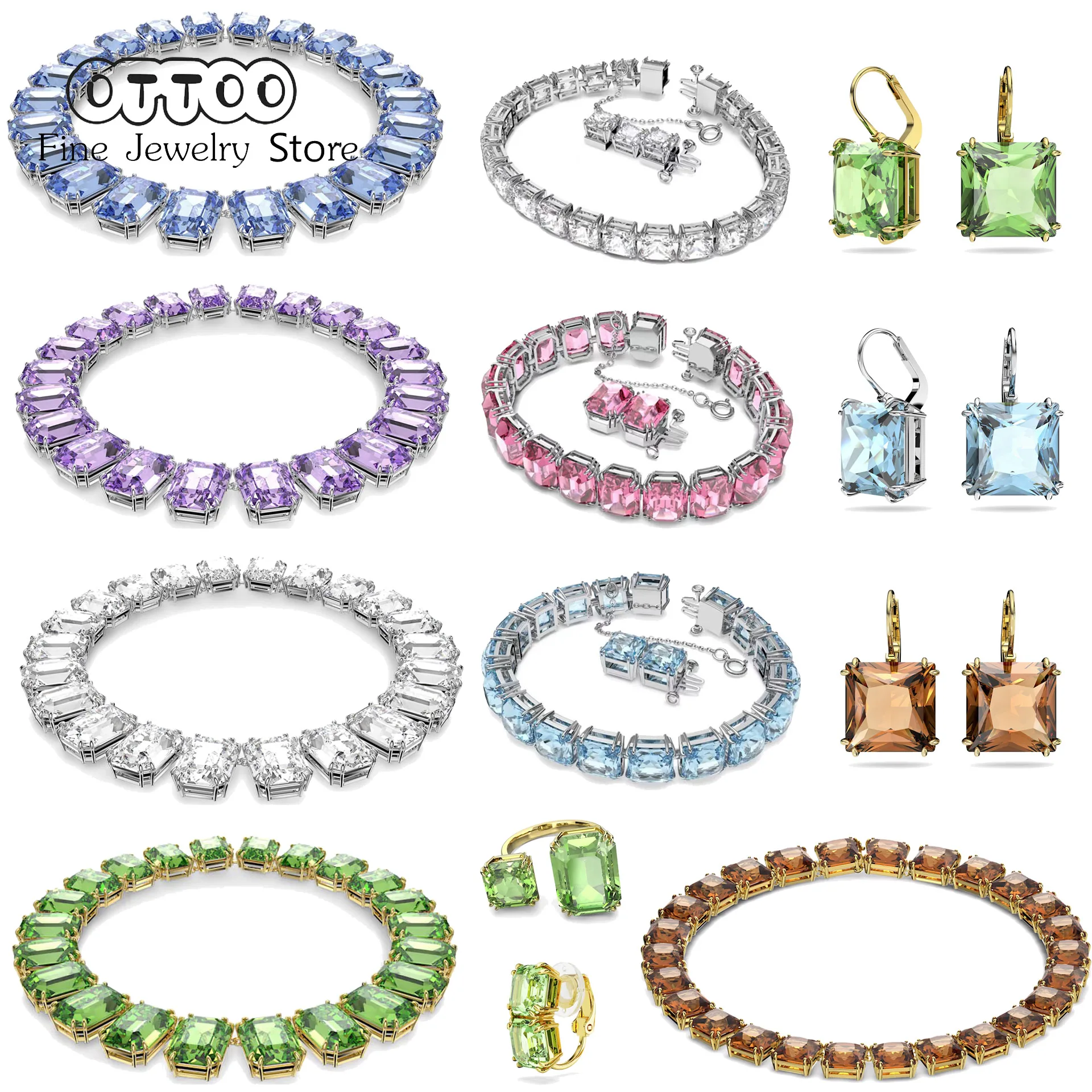 

Original 2026 New Necklace Fine Jewelry Set for Women Water Drop Geometric Zircon Crystal Necklace Bracelet Earrings Jewelry