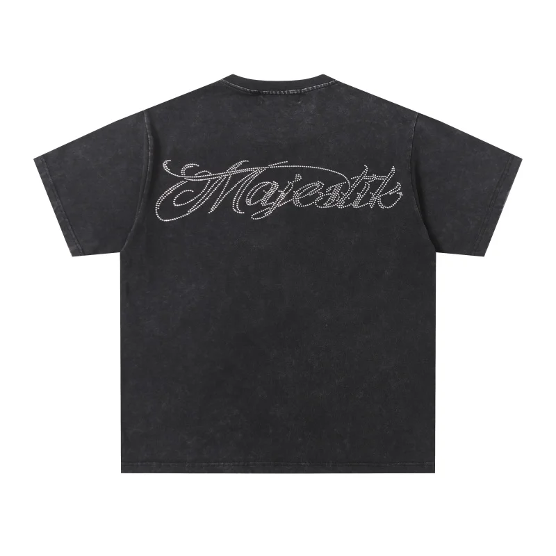 Majestik Summer Hip-Hop Cotton Fashion Distressed Print Crew Neck T-Shirt