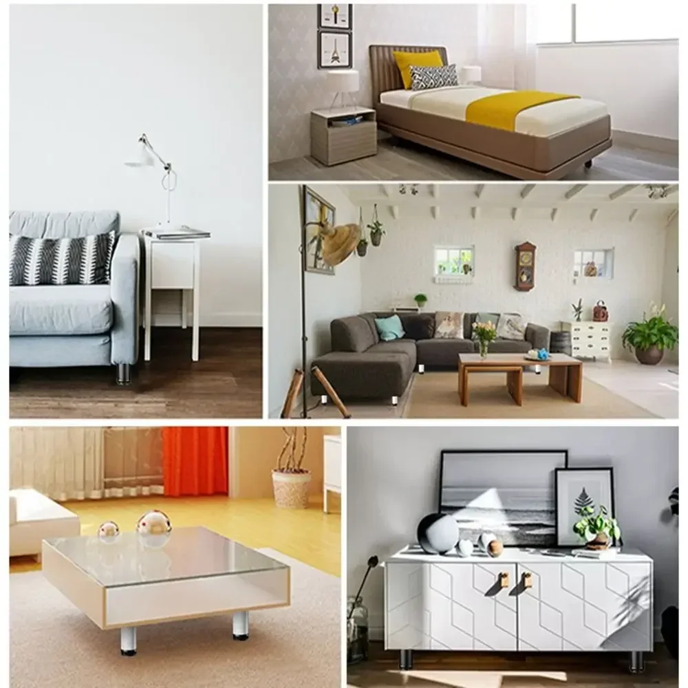 Gabinete ajustable de acero inoxidable, pie de gabinete para sofá, patas de soporte ajustables para muebles, TV, cama, mesa de centro