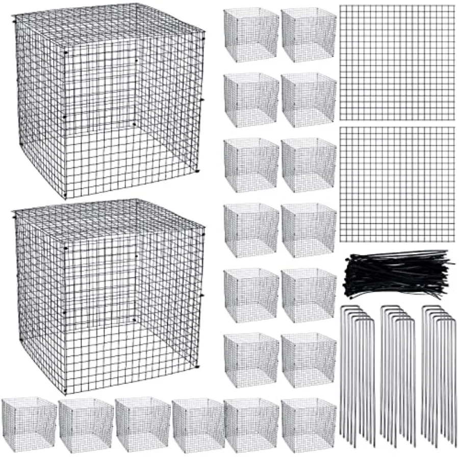 

Zubebe 20 Pack Small Wire Plant Protectors Square Plant Protectors from Animals Mesh Cage Chicken Wire Cloche for Shrubs and Ve