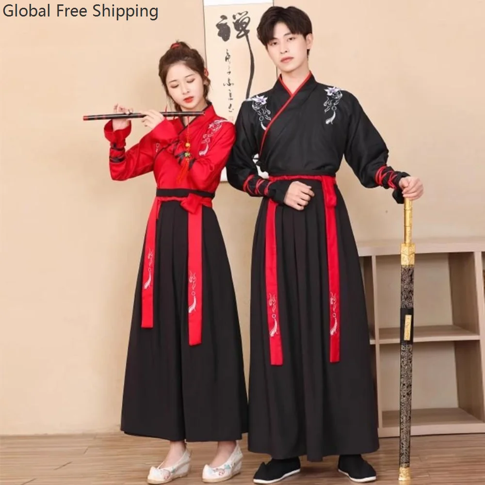 Traditionelle chinesische Hanfu-Kostüme, Rollenspiel, Ethno-Stil, Herren, Damen, Vintage-Party-Outfits, Kampfsport, Kung-Fu-Bühnenkostüm