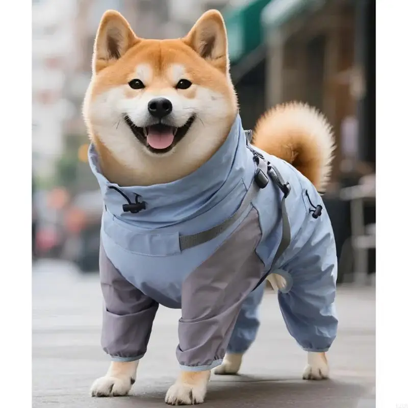 

Водонепроницаемые дождевики для собак, съемная шапка, 4-ногий плащ для домашних животных для прогулок и пеших прогулок