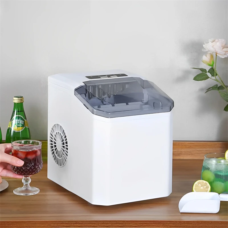 Automatic Ice Cube Maker Portable Electric Bullet Round Ice Block Making Machine 15kg/24H Family Bar Coffee Shop Kitchen Office