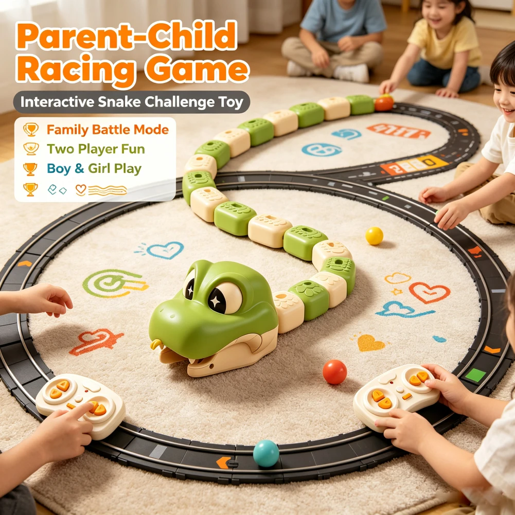 Magnetic RC Game Toy Snake LED Sound Effects Two Player Interactive Racing Family Board Game Night for Kids