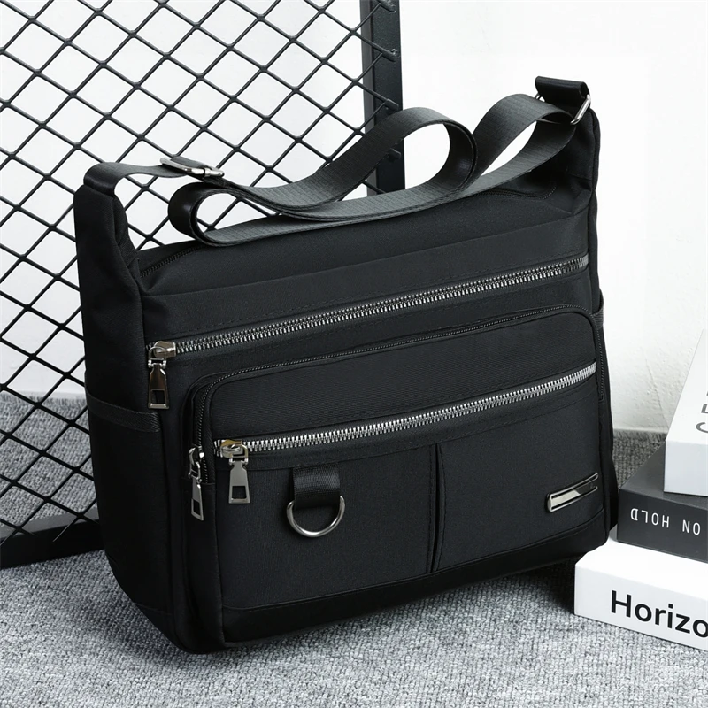 Lässige Umhängetasche für Herren, mehrschichtige Taschen, verstellbare Schultergurte, Business-Umhängetasche, Alltagstasche für den Arbeitsweg, Freizeittasche – Detail 4