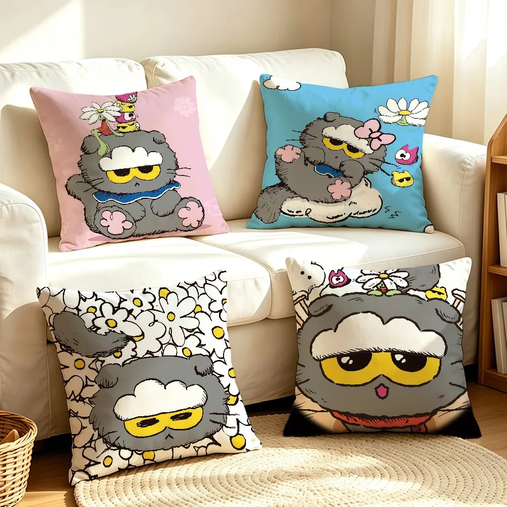 Cartoon Cute Cat Z-Zoa-S Brand cushion cover Soft Smooth Pillow Case Hidden Zipper Washable Decorative Couch Office Gift