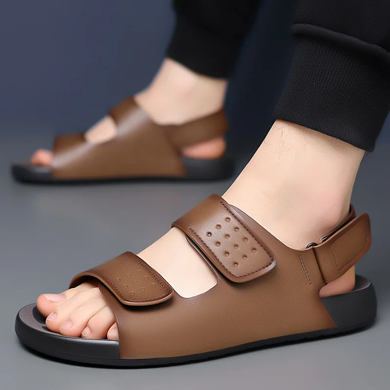 Genuine Leather Men Sandals Fashion Outdoor Casual Sport Sandals High Quality Business Sandals for Men Summer New Beach Slippers