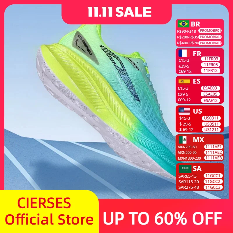 

CIERSE новые амортизирующие кроссовки для мужчин, подходящие для тяжелых бега, спортивные женские нескользящие уличные спортивные мужские кроссовки на шнуровке