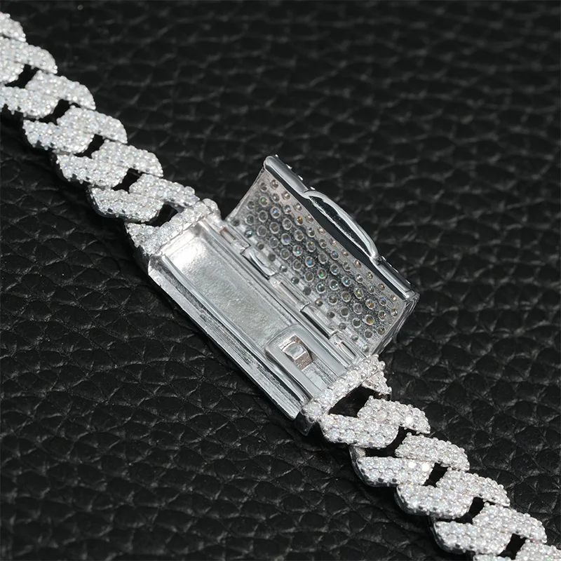 Classic Basics 8mm Rhombus Hip Hop Bracelet 925 Silver Chain Necklace Mossanite Diamond Cuban Chain Bracelet for men