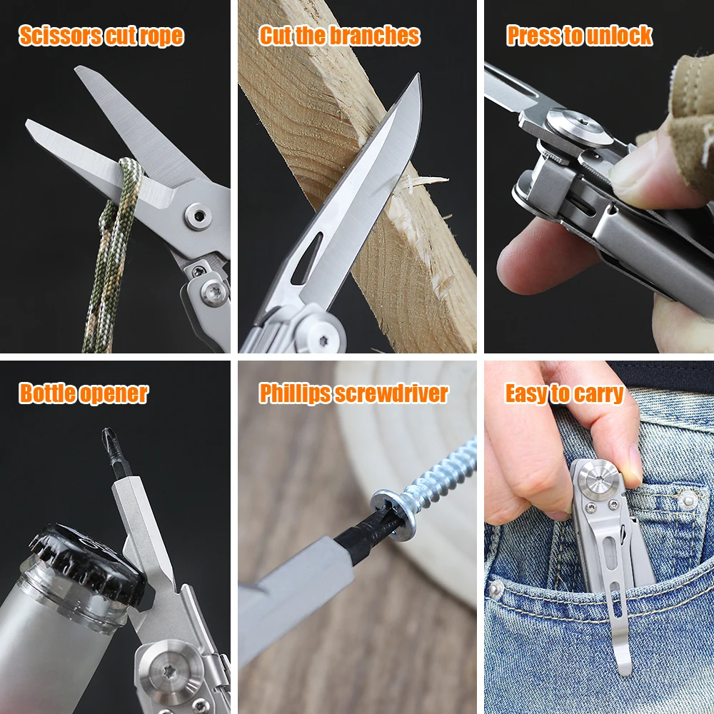 Multifunctional Pocket Folding Knife Scissors Screwdriver Stainless Steel Outdoor Camping Fishing Scissors Knives EDC Multi Tool