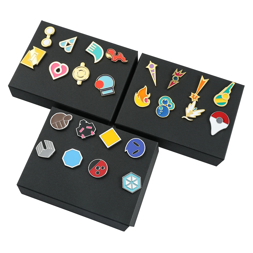 8-teiliges Anime Gym Abzeichen Emaille-Pins Set, Bunte Hartemaille Anstecknadeln, Trainer-Abzeichen, Sammlerstücke, Geschenkbox für Rucksack – Detail 2