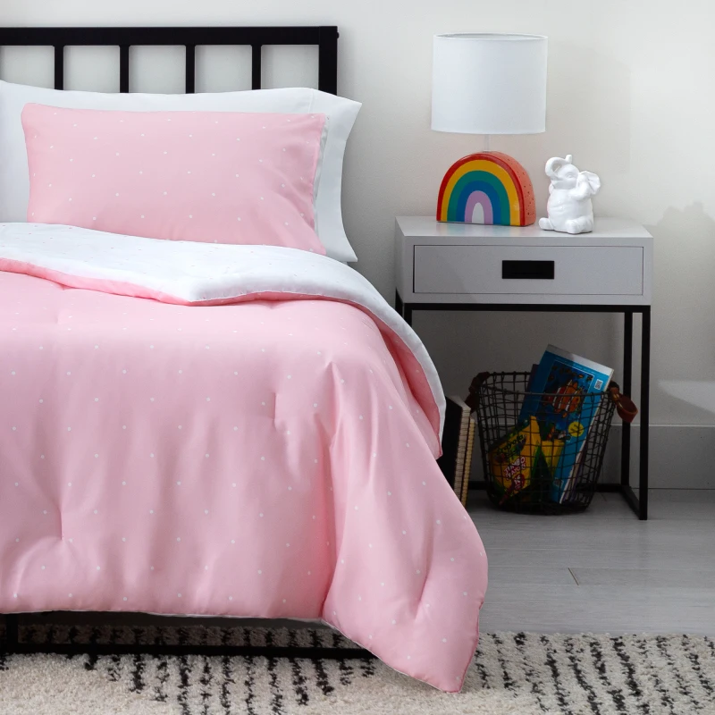 لحاف مصمم من الألياف الدقيقة من Linenspa - Polka Dot، Cal King، وردي