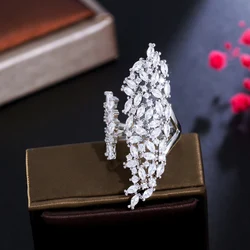 ThreeGraces Shining Cubic Zirconia Silver Color Adjustable Bridal Wedding Engagement Ring for Women Fashion Party Jewelry R229