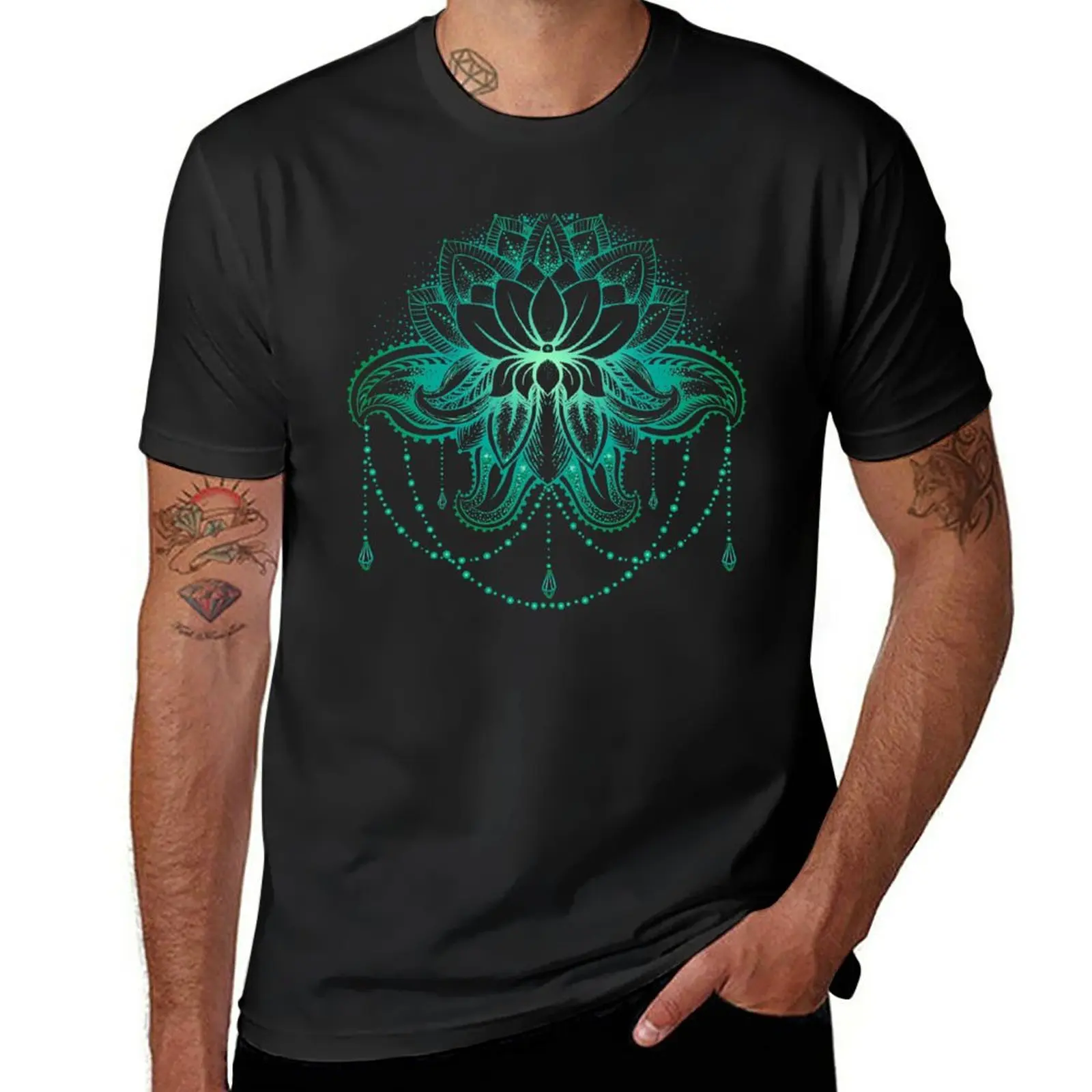 New Green Lotus Flower T-Shirt sublime t shirt Anime t-shirt Aesthetic clothing mens graphic t-shirts hip hop