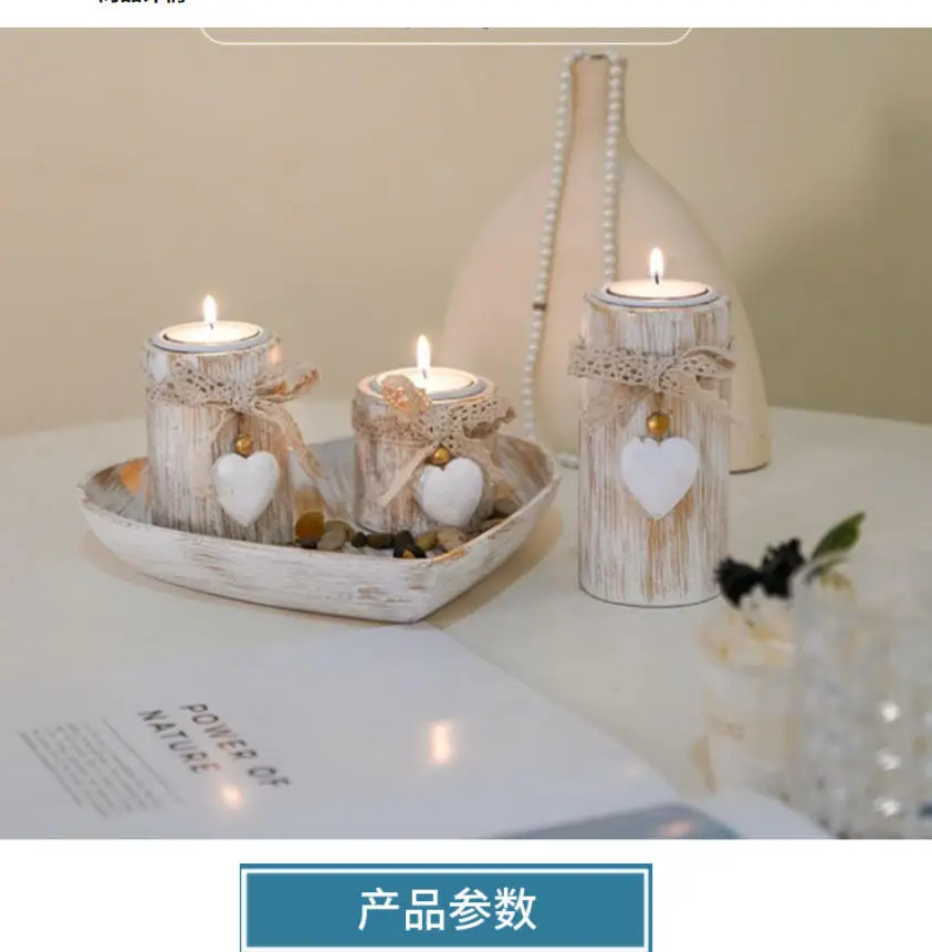 

3252610 Новый винтажный набор подсвечников из дерева ручной работы в форме сердца с подставкой для чайных свечей, декор для дома