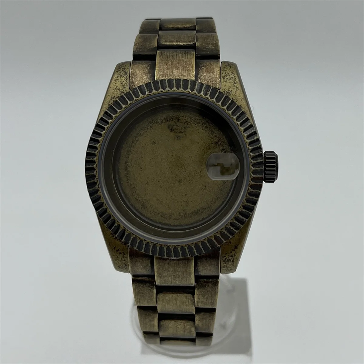 

39mm bronze case recessed bezel sapphire glass with NH34 NH35 NH36 NH38 NH39 ETA2824 PT5000 movement stainless steel bracelet