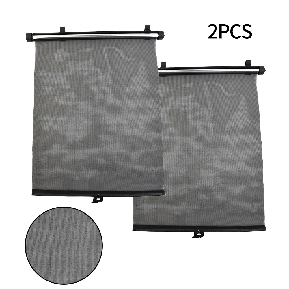 40*60cm Car Roller Shades Baby Black Cover Curtain Easy Installation Retractable Roll Side Window Sun Visor 2pcs