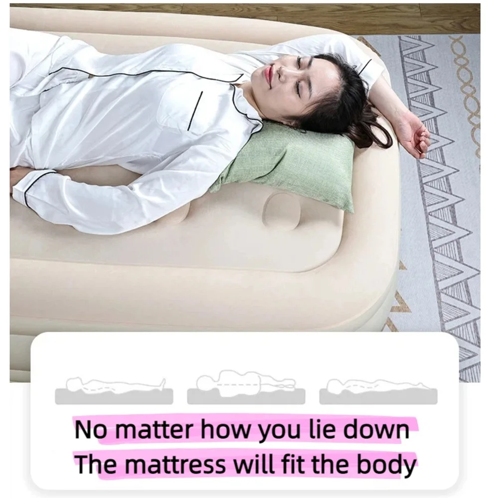 Inflatable Bed with Built-in Air Pump for Balcony Living Room Bedroom Outdoor Use - Comfortable Portable Inflatable Mattress