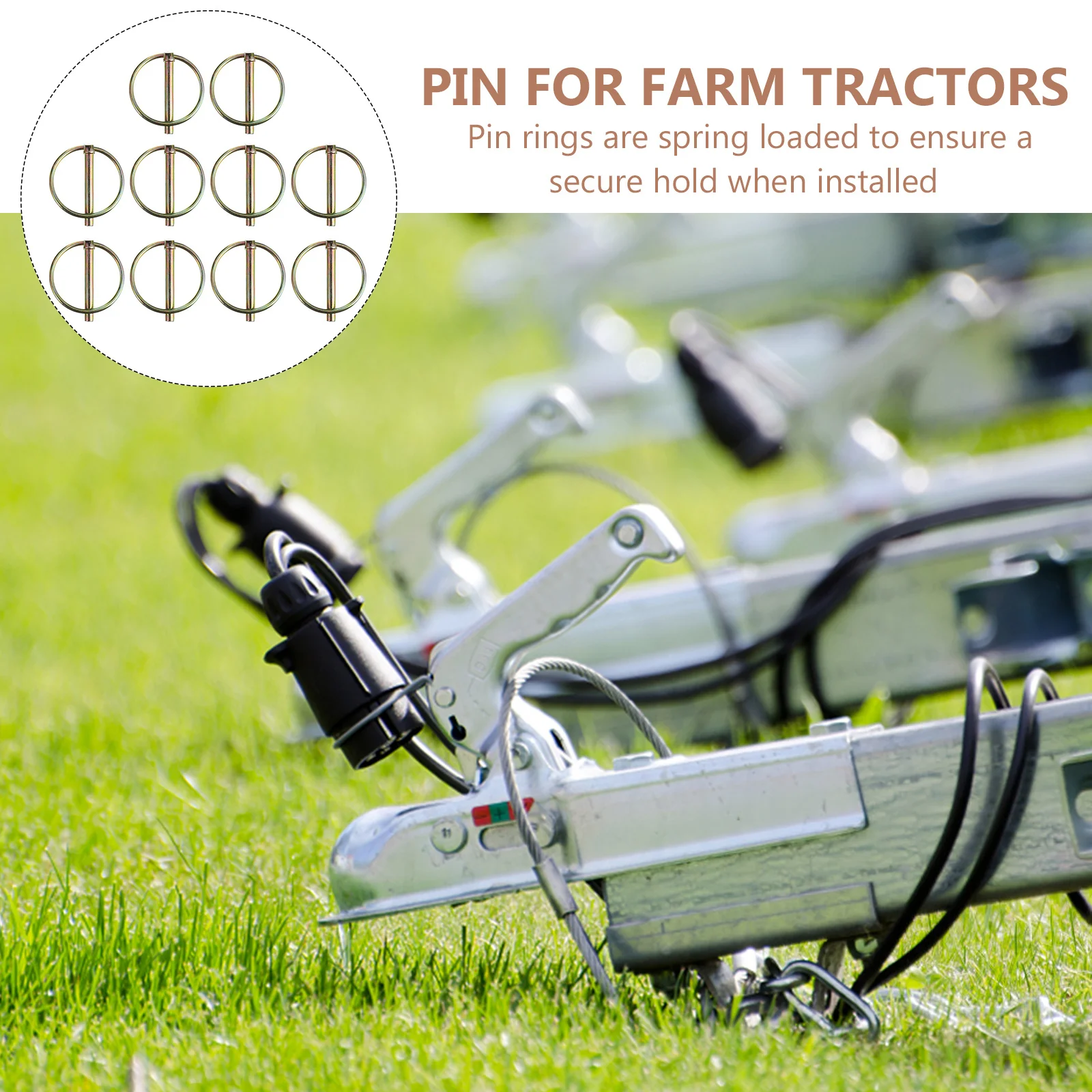 

10Pcs Ring Lynch Pin Heavy Duty Zinc Plated Carbon Steel Spring Retainer for Trailer Hitch Farm Lawn Garden